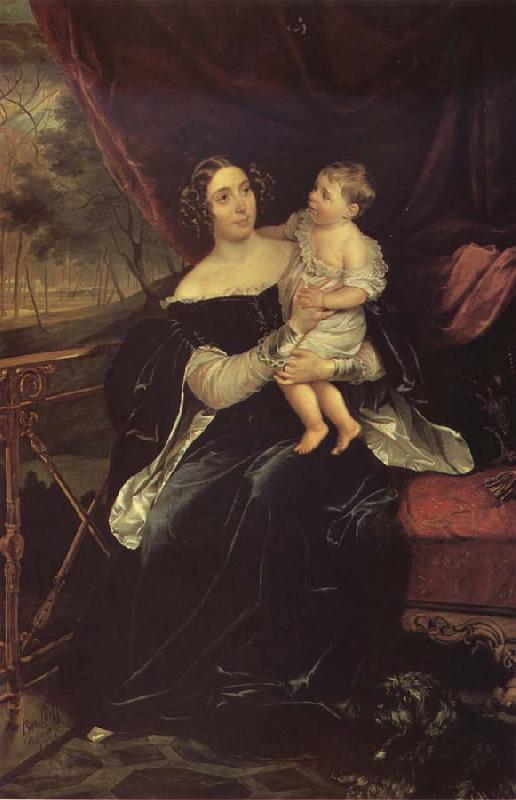 Karl Briullov Portrait of Olga davydova with Her Daughter Natalia